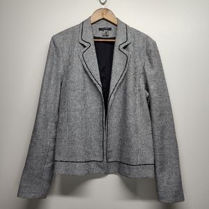 Louben Houndstooth Blazer Jacket Women Size 16 Black White Open Careerwear